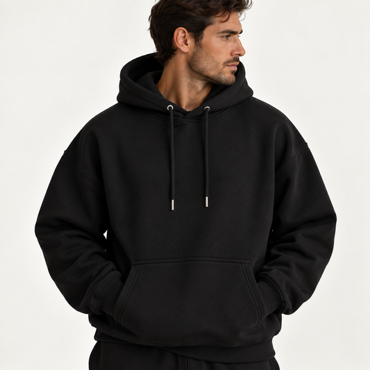 Hoodie premium DON'T WORRY MOM noir, vue dos - L'Atelier 514