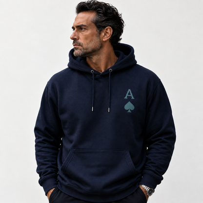 Hoodie premium homme Ocean Teal, Classic Navy, vue de face - L'Atelier 514