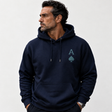 Hoodie premium homme Ocean Teal, Classic Navy, vue de face - L'Atelier 514