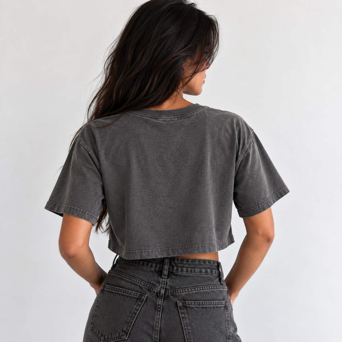 Crop top premium femme 100 % coton Shadow, vue de dos – L’ATELIER 514